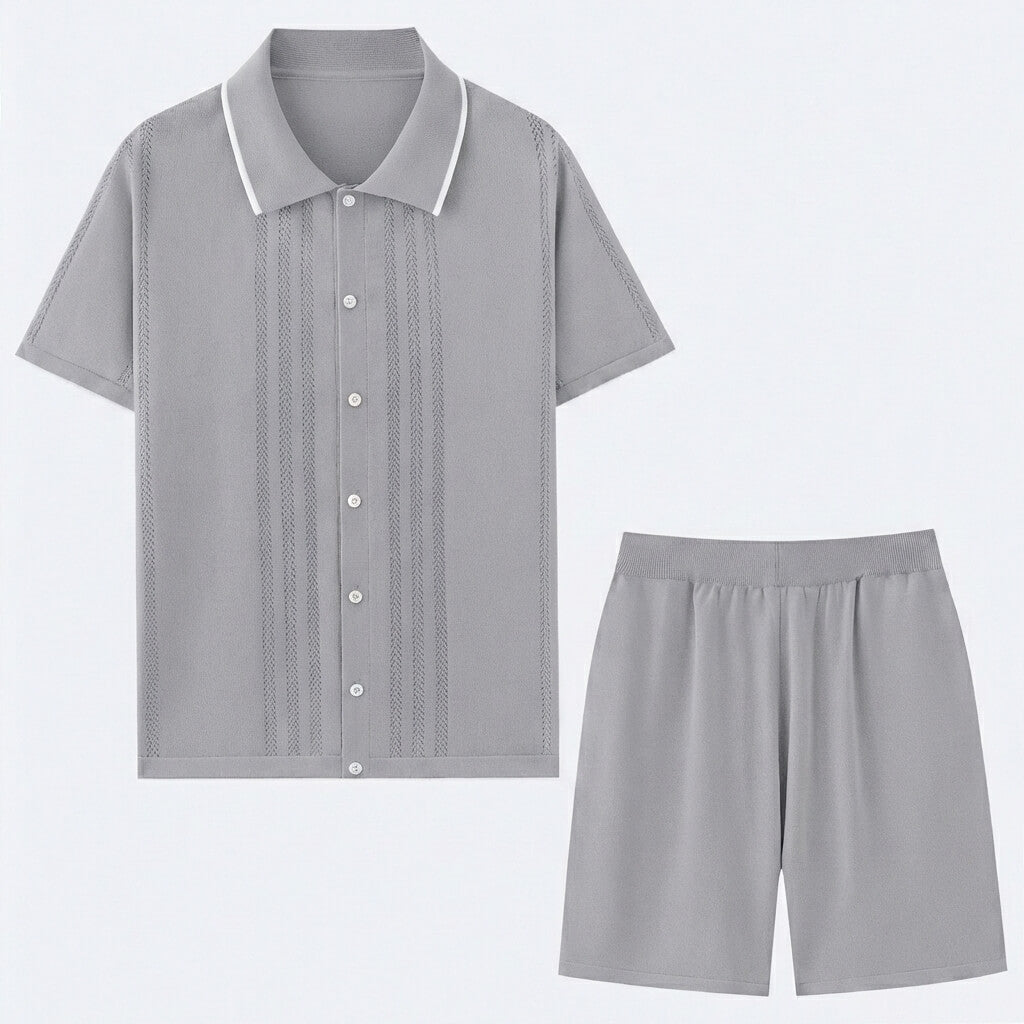 Thomas - Ensemble deux pièces en maille pour hommes avec bordure contrastante