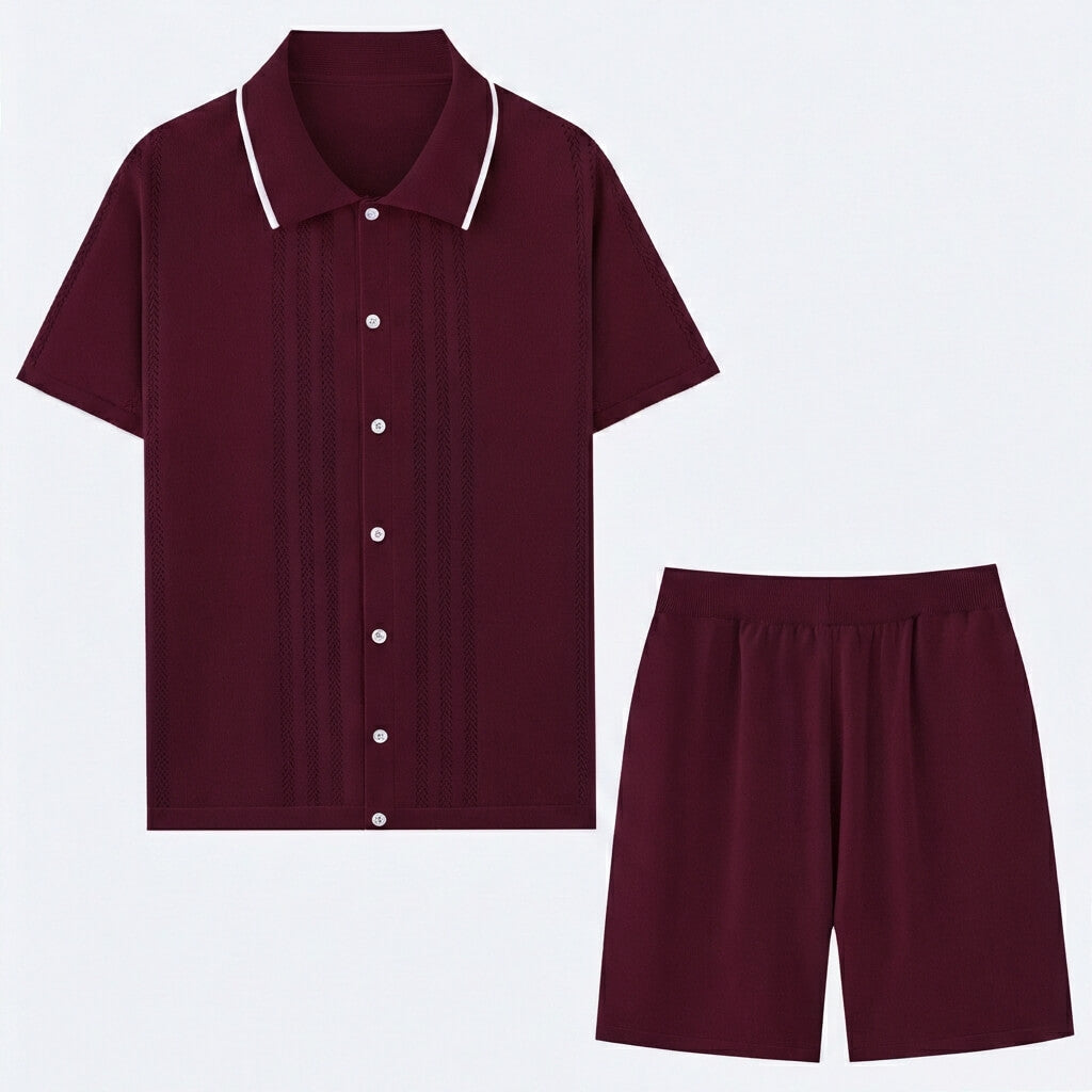 Thomas - Ensemble deux pièces en maille pour hommes avec bordure contrastante