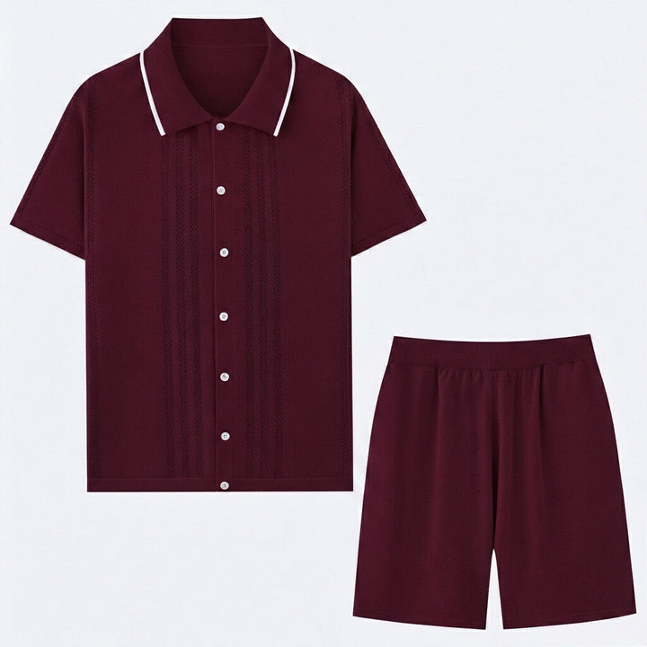 Thomas - Ensemble deux pièces en maille pour hommes avec bordure contrastante