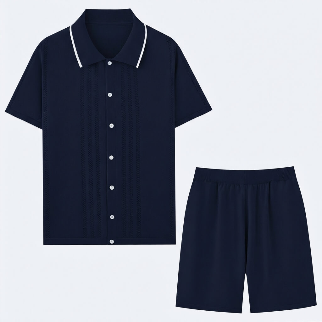 Thomas - Ensemble deux pièces en maille pour hommes avec bordure contrastante