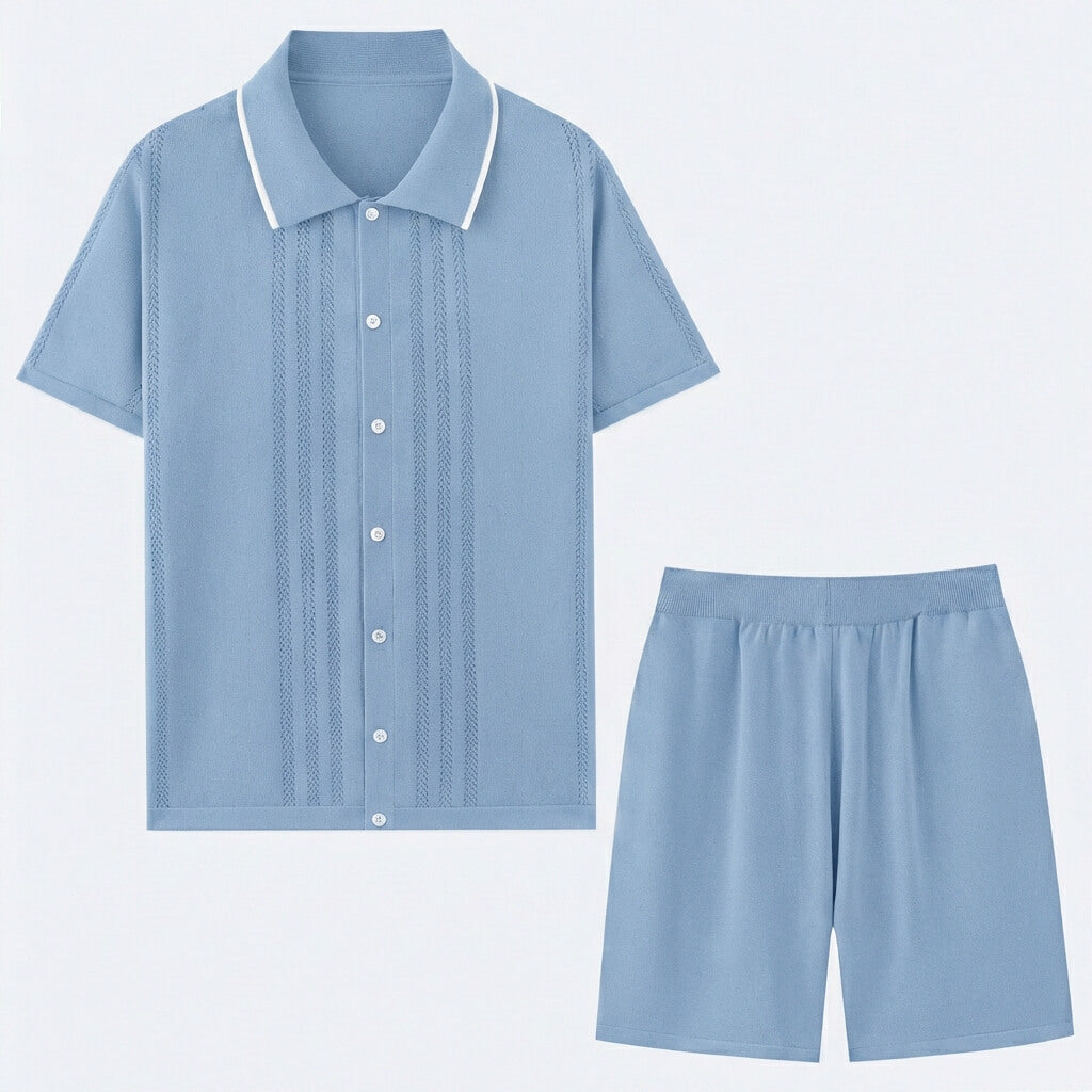 Thomas - Ensemble deux pièces en maille pour hommes avec bordure contrastante
