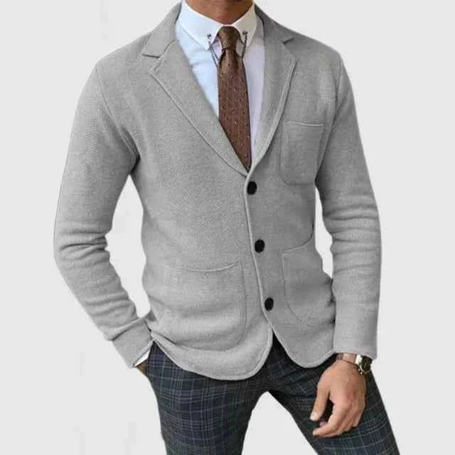 Men's Knitted-Look Blazer with Button Placket - photo 2