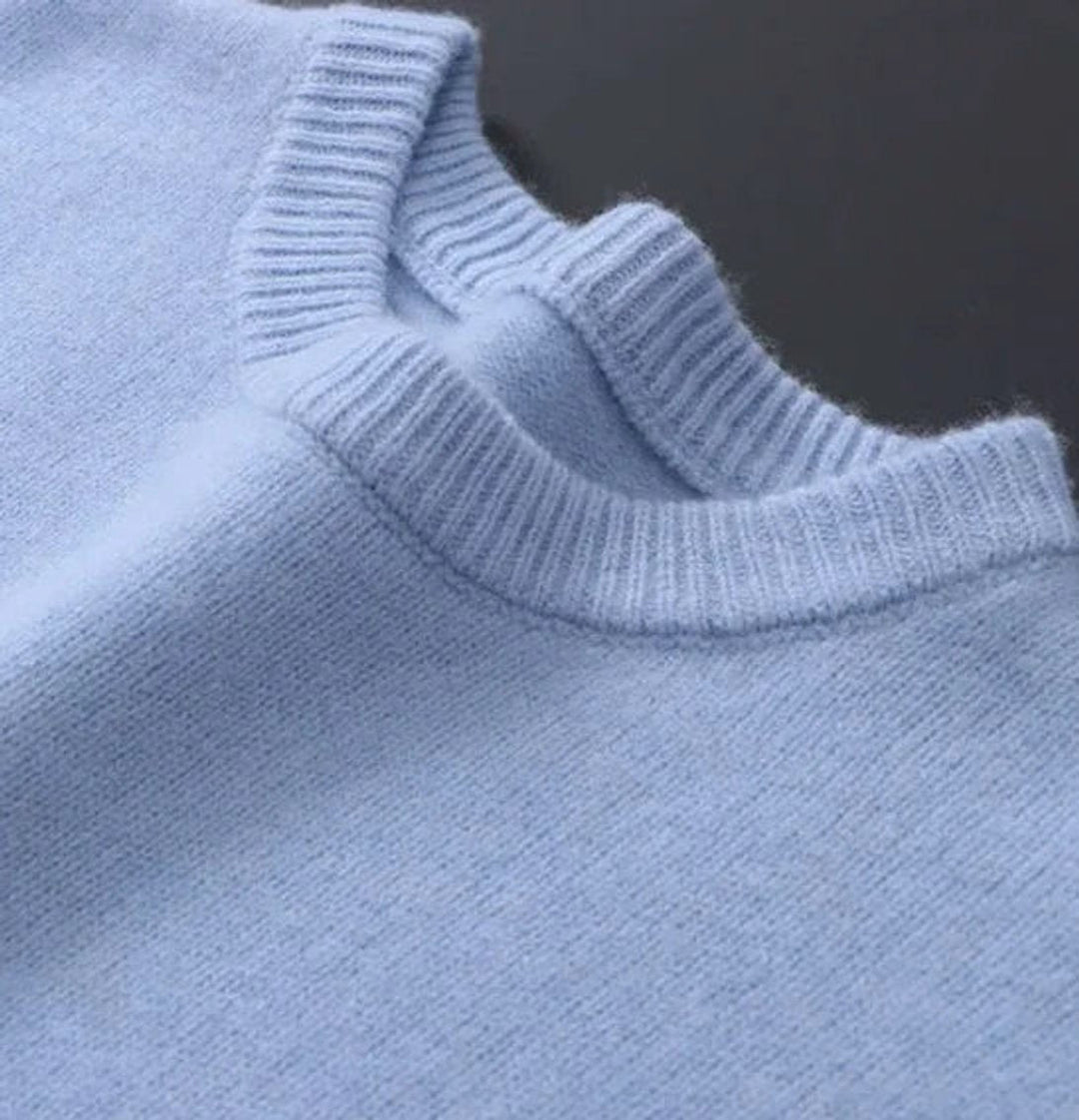 Duncan - Pull à col rond pour hommes en mélange de mohair bleu clair