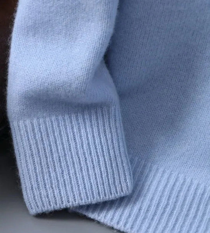 Duncan - Pull à col rond pour hommes en mélange de mohair bleu clair