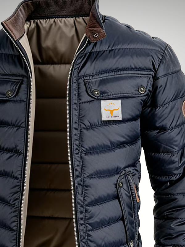 Finn - Chaqueta acolchada para hombre con cuello alto y cierre frontal