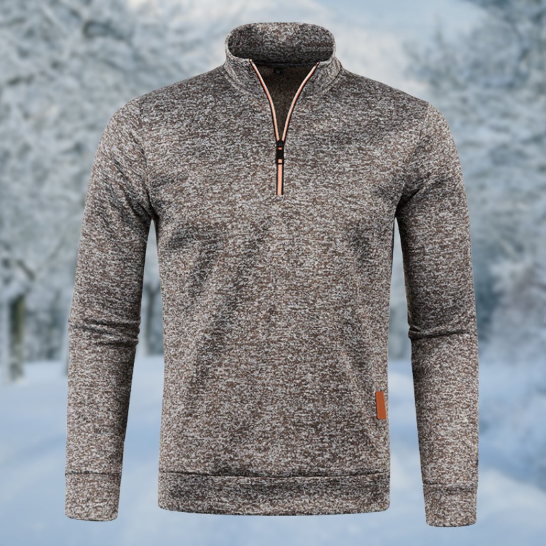 Men's Roll Neck Jumper in Grey-brown