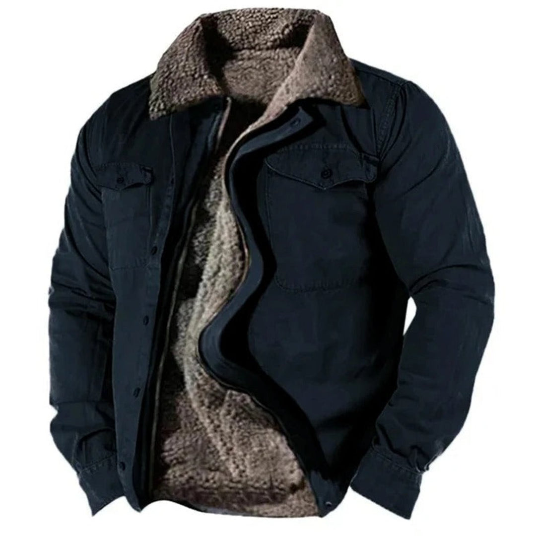 Aidan - Veste western pour hommes doublée en sherpa avec boutons-pression