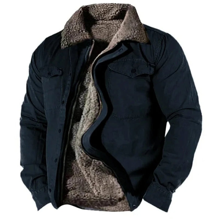 Aidan - Veste western pour hommes doublée en sherpa avec boutons-pression