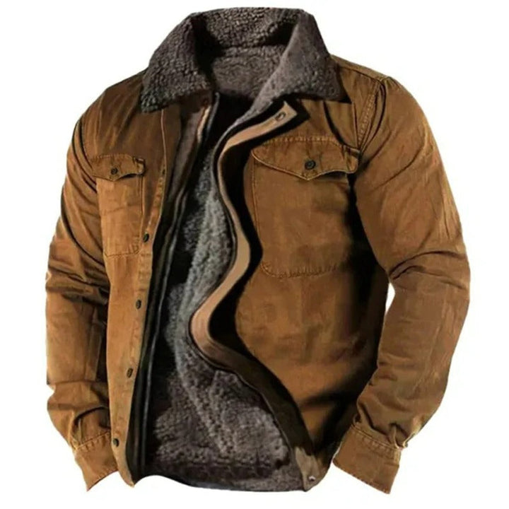 Aidan - Veste western pour hommes doublée en sherpa avec boutons-pression