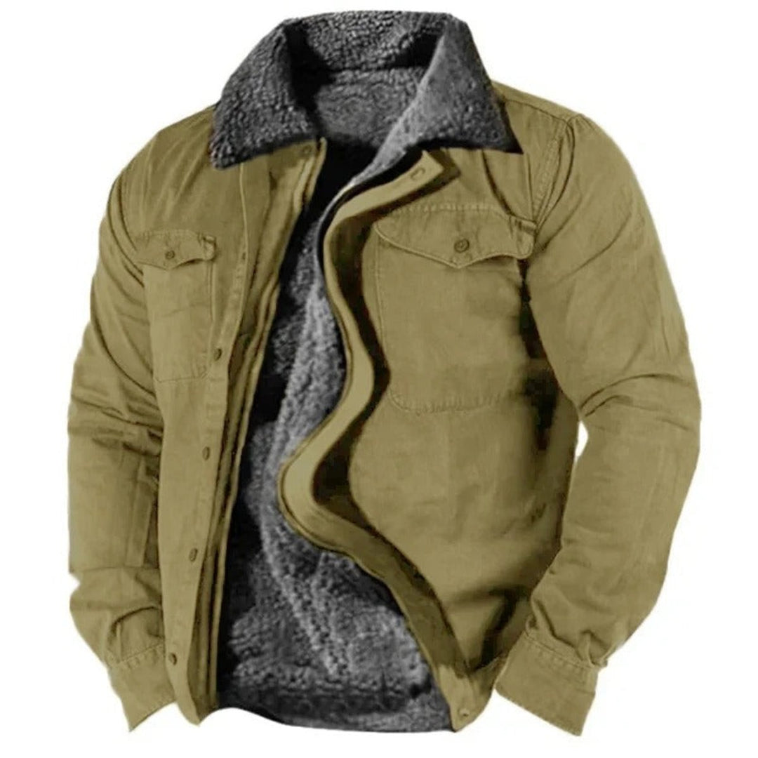 Aidan - Veste western pour hommes doublée en sherpa avec boutons-pression
