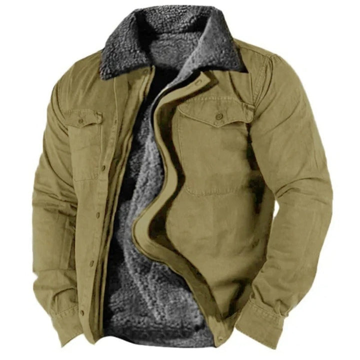 Aidan - Veste western pour hommes doublée en sherpa avec boutons-pression