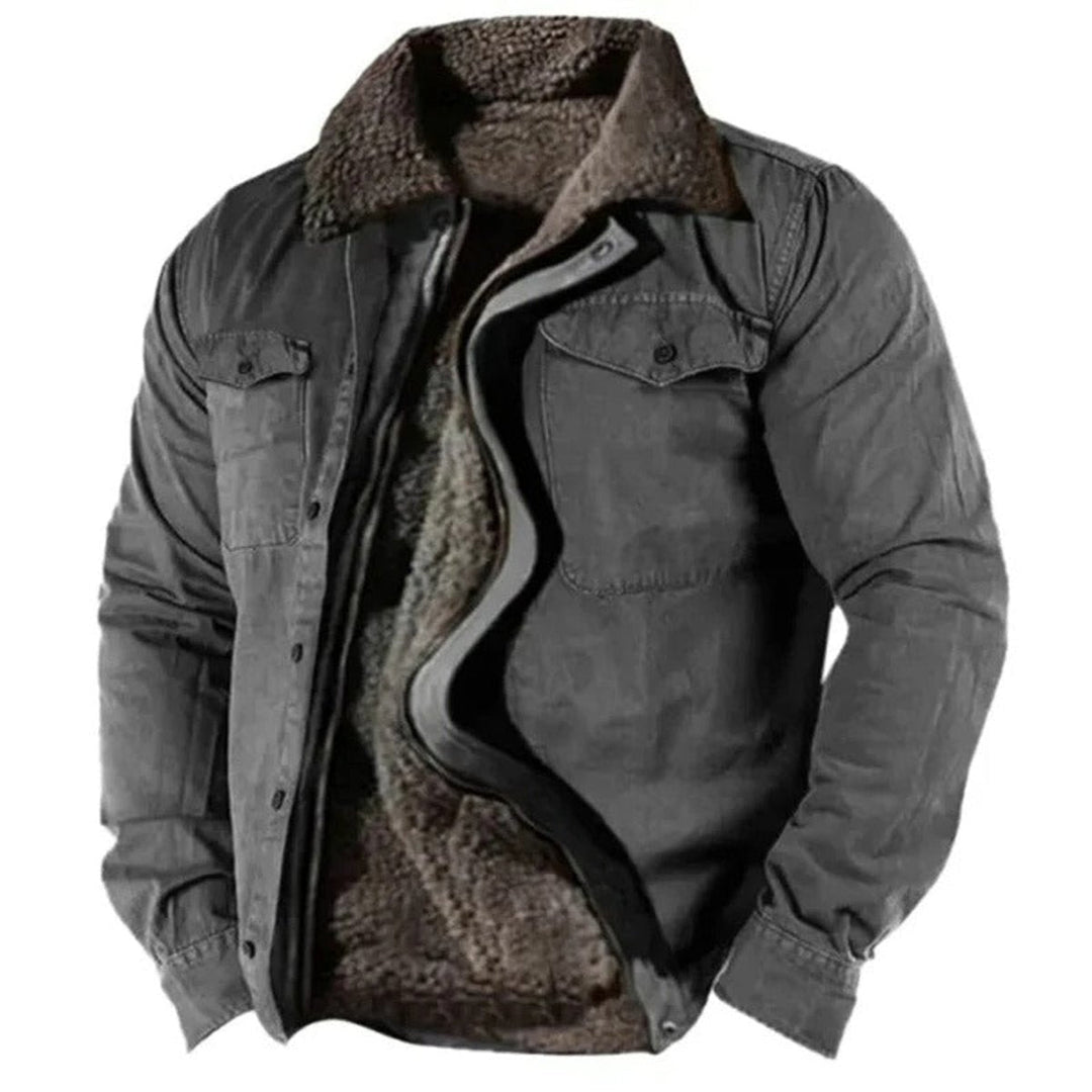 Aidan - Veste western pour hommes doublée en sherpa avec boutons-pression