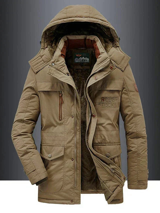 Miles: abrigo de invierno para hombre con forro de borreguito y capucha