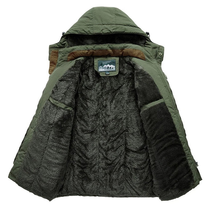 Miles: abrigo de invierno para hombre con forro de borreguito y capucha