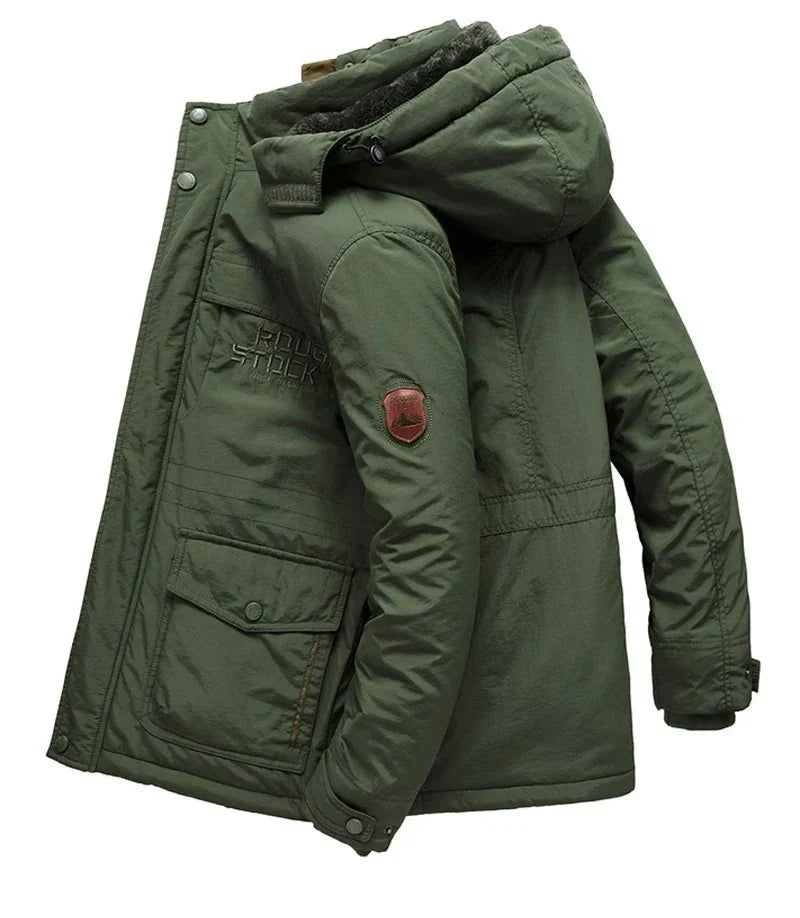Miles: abrigo de invierno para hombre con forro de borreguito y capucha