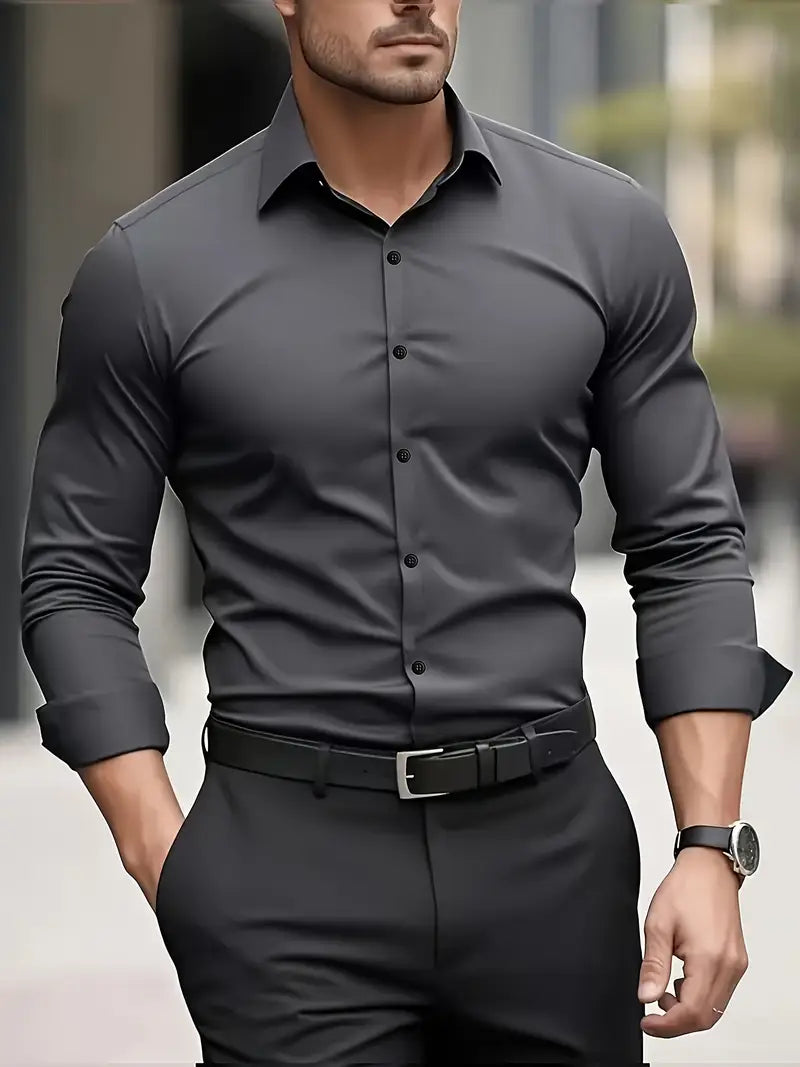 Men's Tailored Business Shirt - Dark Grey