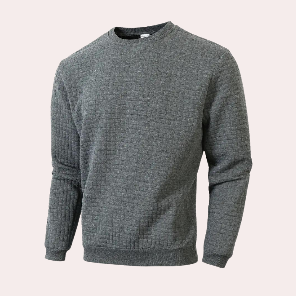 Men's Waffle Knit Jumper with Crew Neck in Grey
