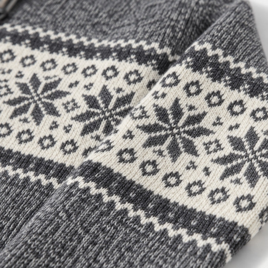 Men's Fleece-Lined Fair Isle Zip Cardigan with Stand Collar - photo 6