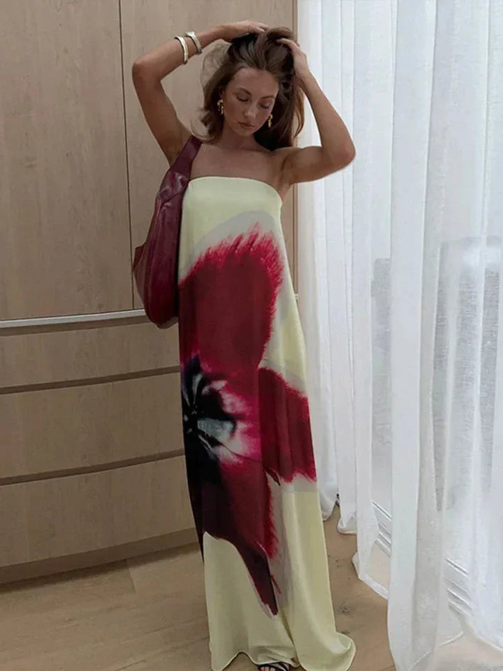 Women's Floral Print Summer Maxi Dress with Thin Straps