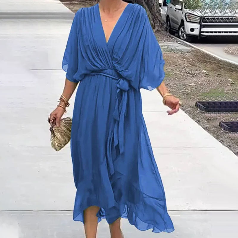 Daphne - Women's Plus-Size V-Neck Maxi Dress