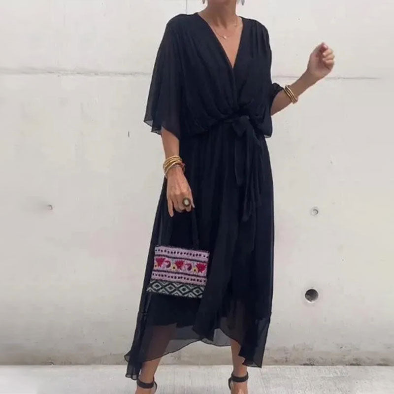 Daphne - Women's Plus-Size V-Neck Maxi Dress