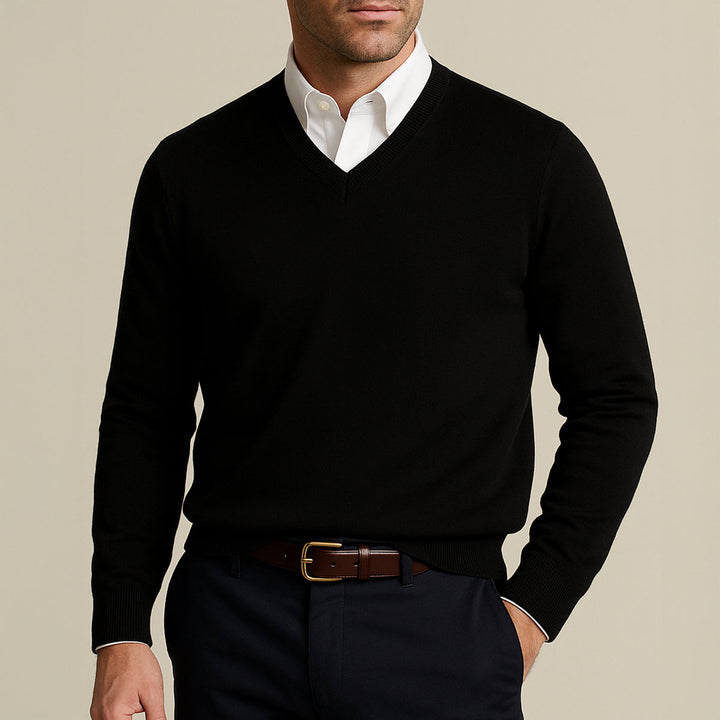 Men's Beige Cashmere Jumper with Relaxed Fit