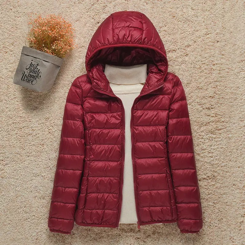 Women's Lightweight Hooded Quilted Jacket – Bordeaux