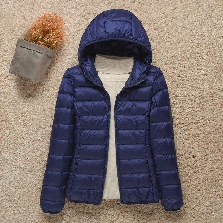 Women's Lightweight Hooded Quilted Jacket – Navy