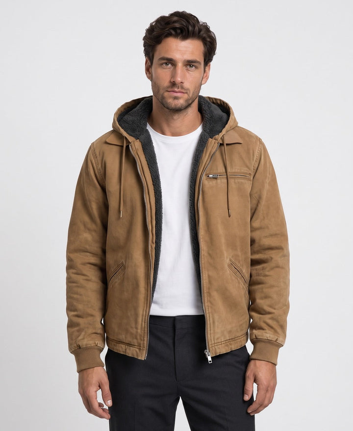 Men's Fleece-Lined Utility Jacket with Hood - photo 1