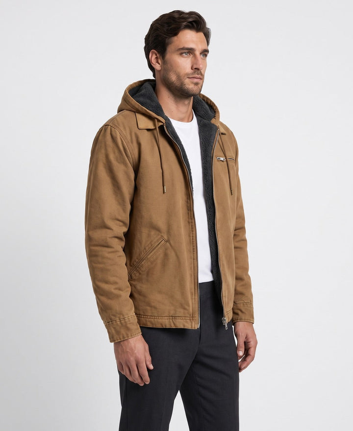 Men's Fleece-Lined Utility Jacket with Hood - photo 2