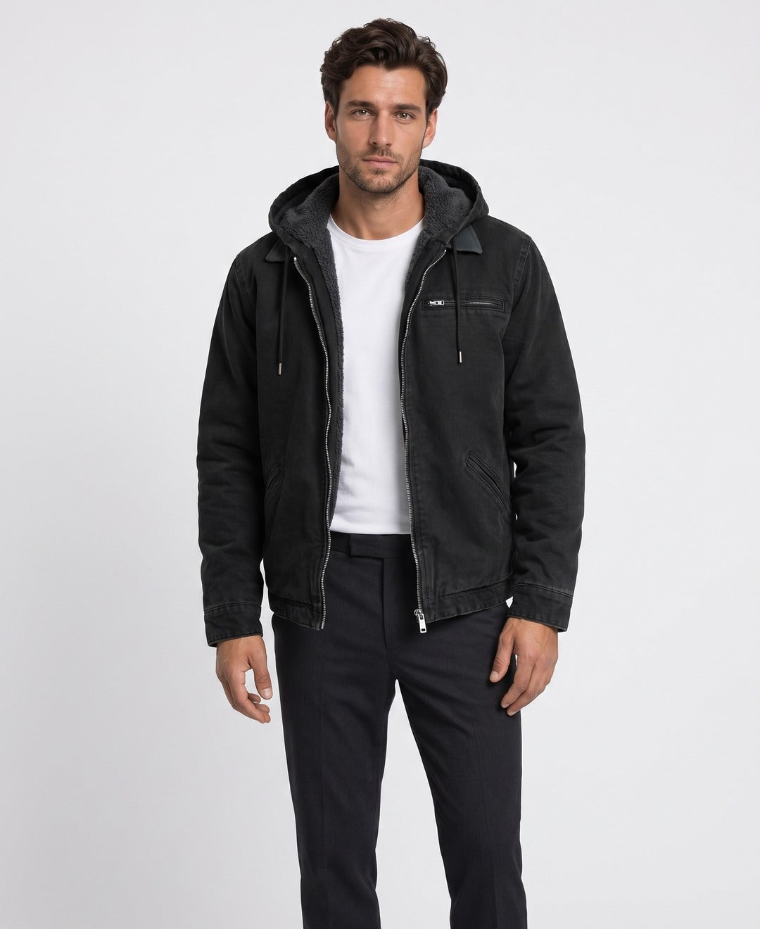 Men's Fleece-Lined Utility Jacket with Hood - photo 4