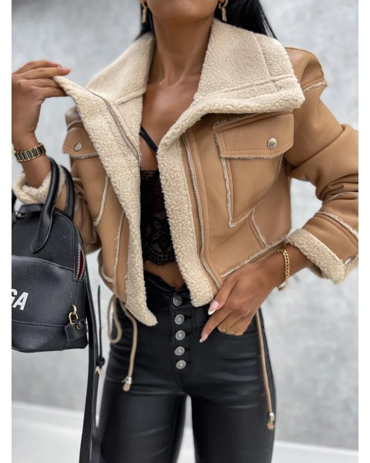 Women's Colour Block Zip-Front Biker Jacket - photo 3
