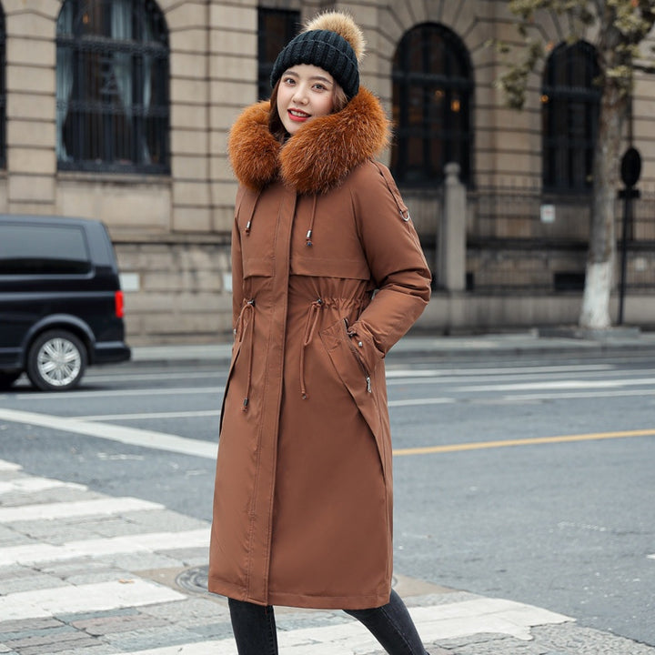 Women's Fleece-Lined Hooded Parka in Brown