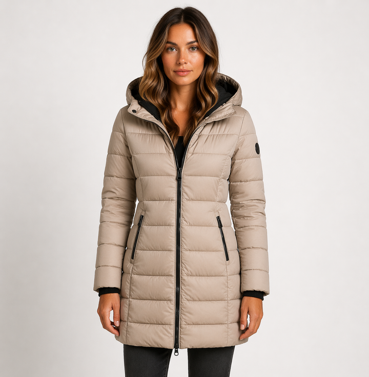 Women's Longline Hooded Puffer Jacket with Zip Front - photo 3