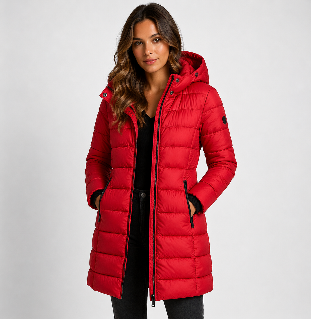 Women's Longline Hooded Puffer Jacket with Zip Front - photo 5