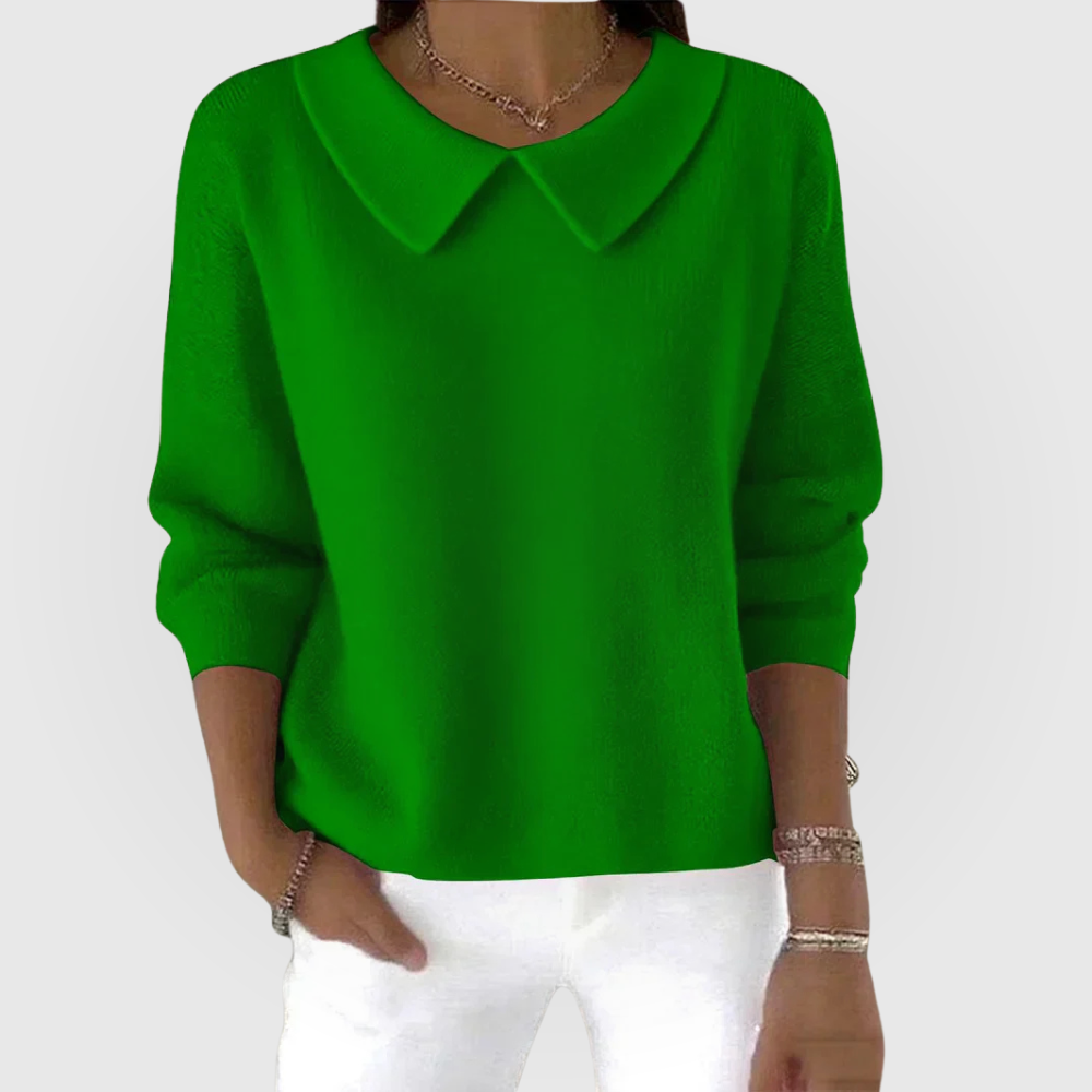 Women's Knitted Collared Jumper with Polo Placket - photo 1