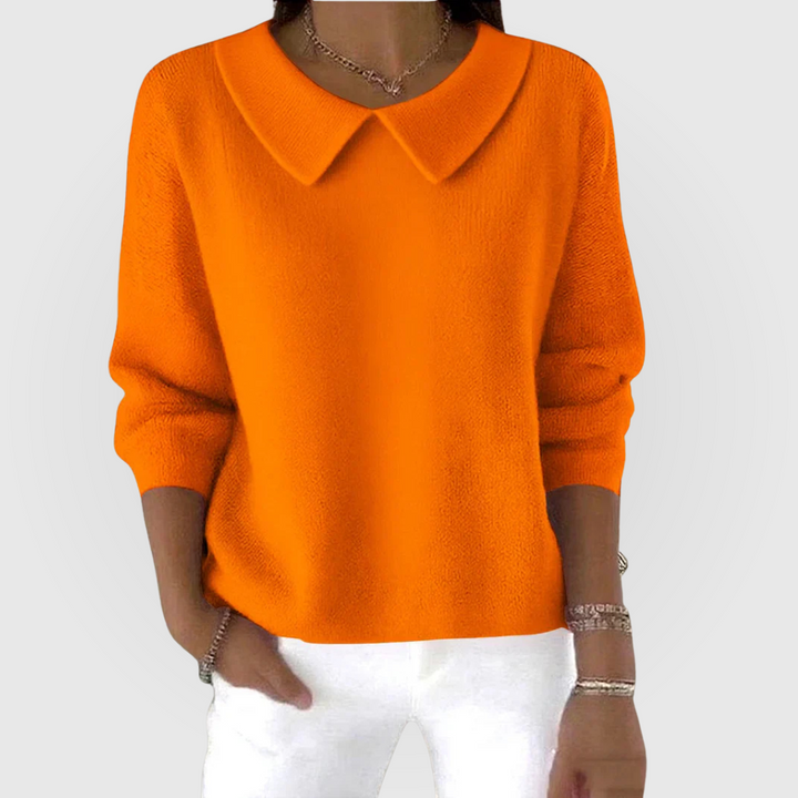 Women's Knitted Collared Jumper with Polo Placket - photo 4