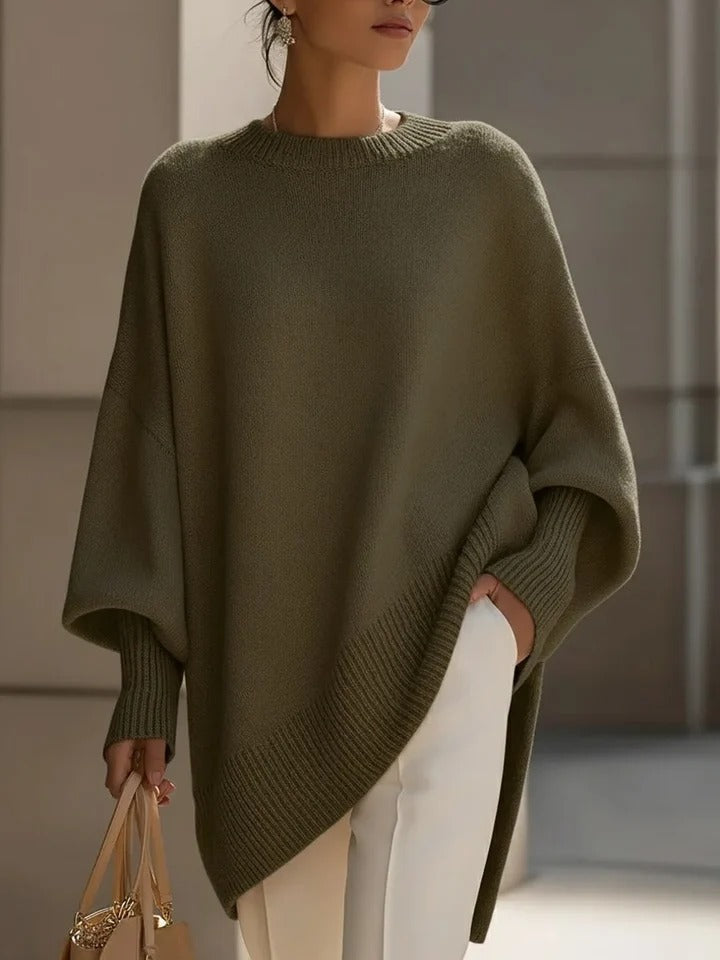 Women's Oversized Sweater with Asymmetrical Hem - photo 9