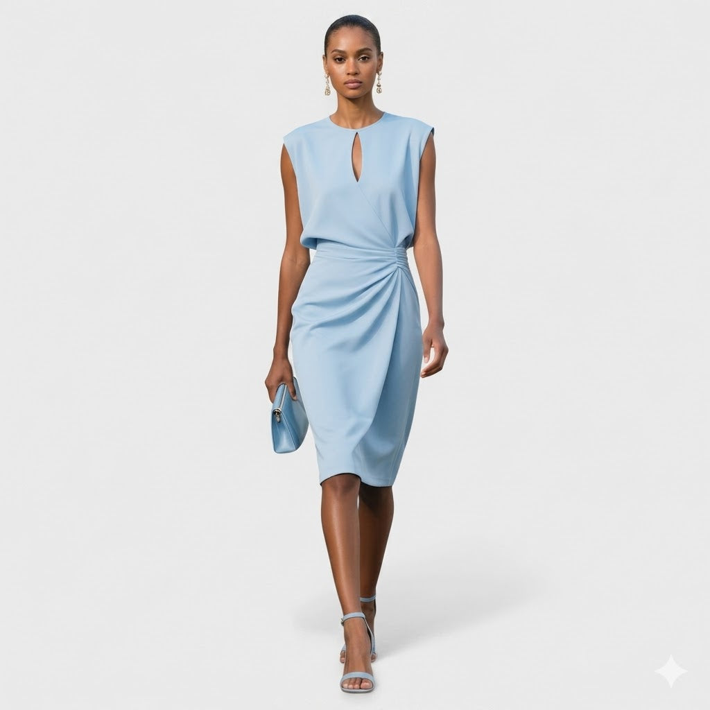 Women's Sleeveless Midi Dress with Keyhole Neckline - photo 9