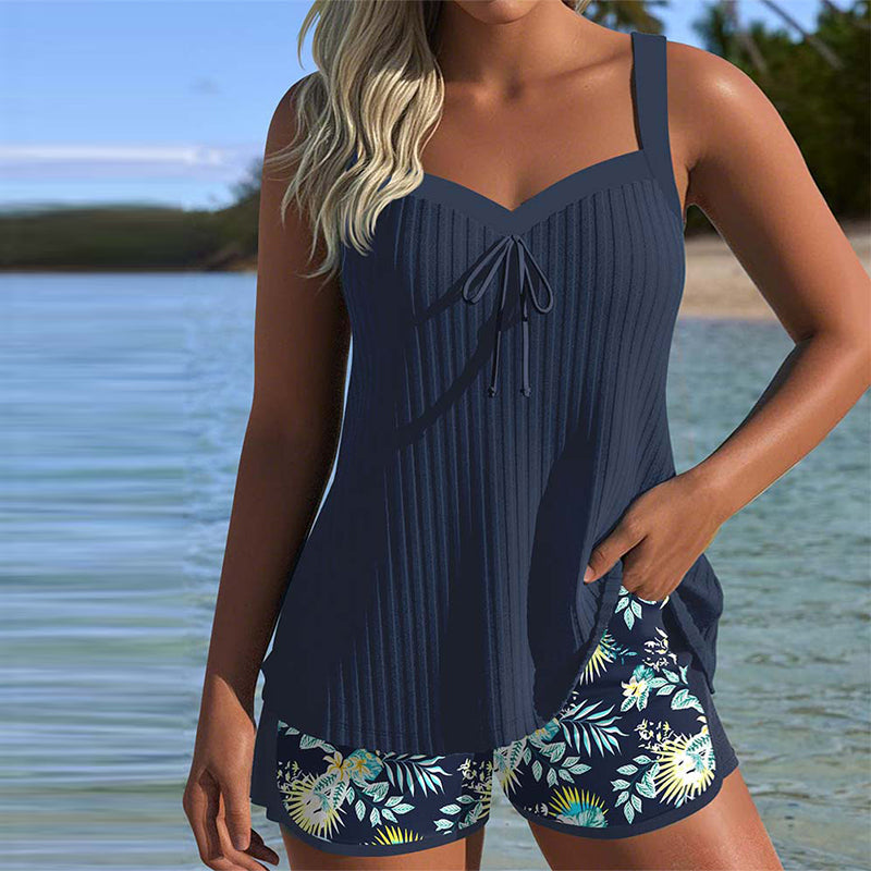 Women's Striped Relaxed Tankini with Sleeveless Cut - photo 1