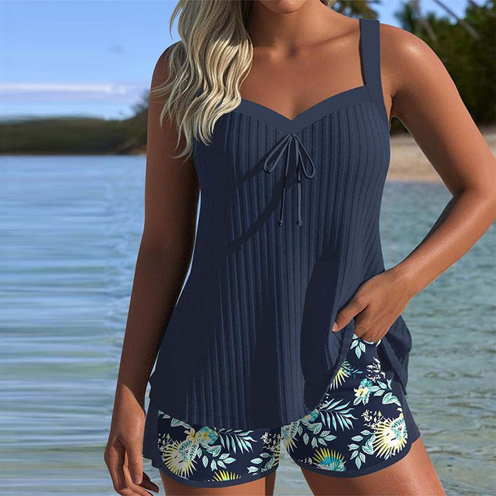 Women's Striped Relaxed Tankini with Sleeveless Cut - photo 1