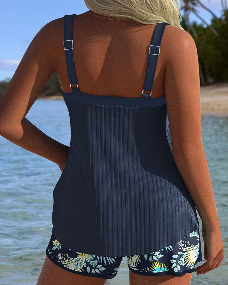 Women's Striped Relaxed Tankini with Sleeveless Cut - photo 4