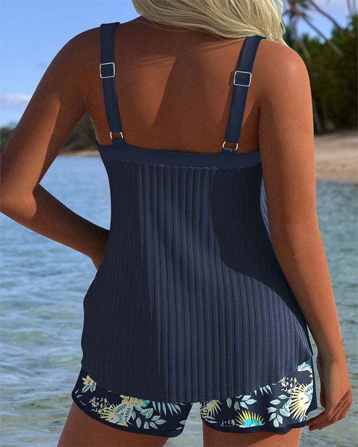 Women's Striped Relaxed Tankini with Sleeveless Cut - photo 4