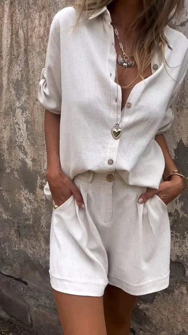 Women's Button-Front Shirt and Shorts Two-Piece Set - photo 11