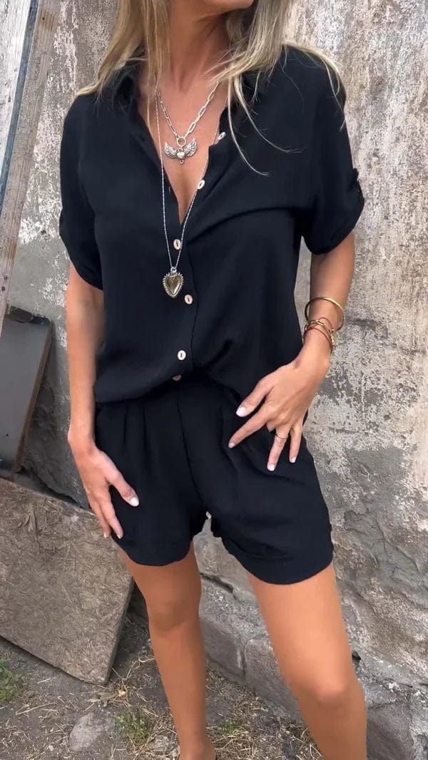 Women's Button-Front Shirt and Shorts Two-Piece Set - photo 3