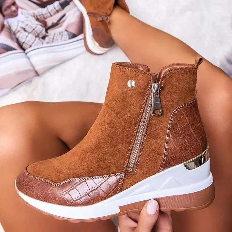 Women's Zip-Front Ankle Boots with Wedge Sole - photo 13
