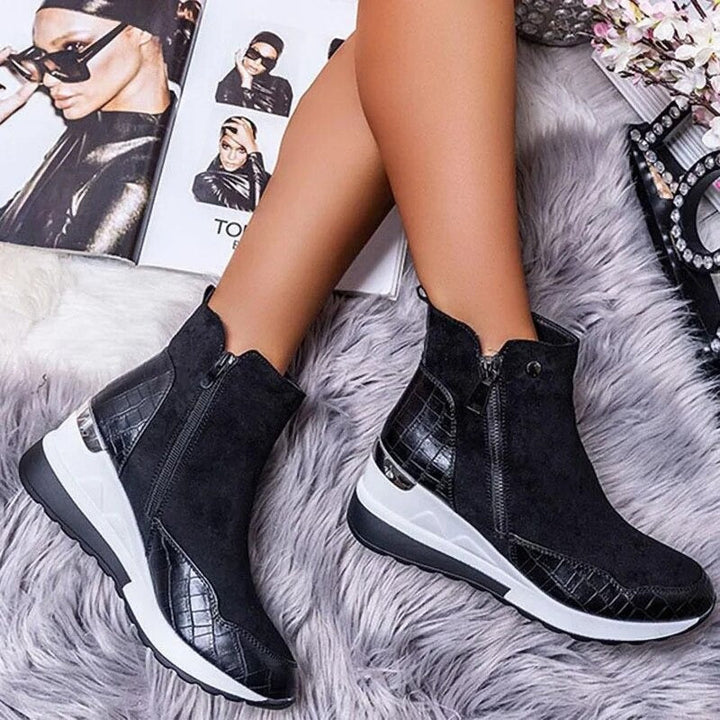 Women's Zip-Front Ankle Boots with Wedge Sole - photo 3
