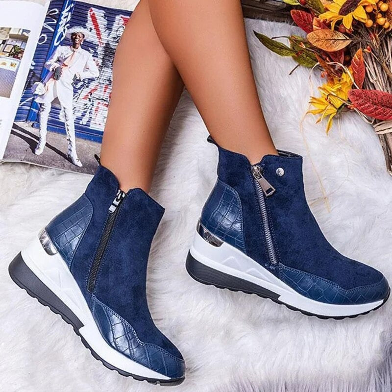 Women's Zip-Front Ankle Boots with Wedge Sole - photo 4
