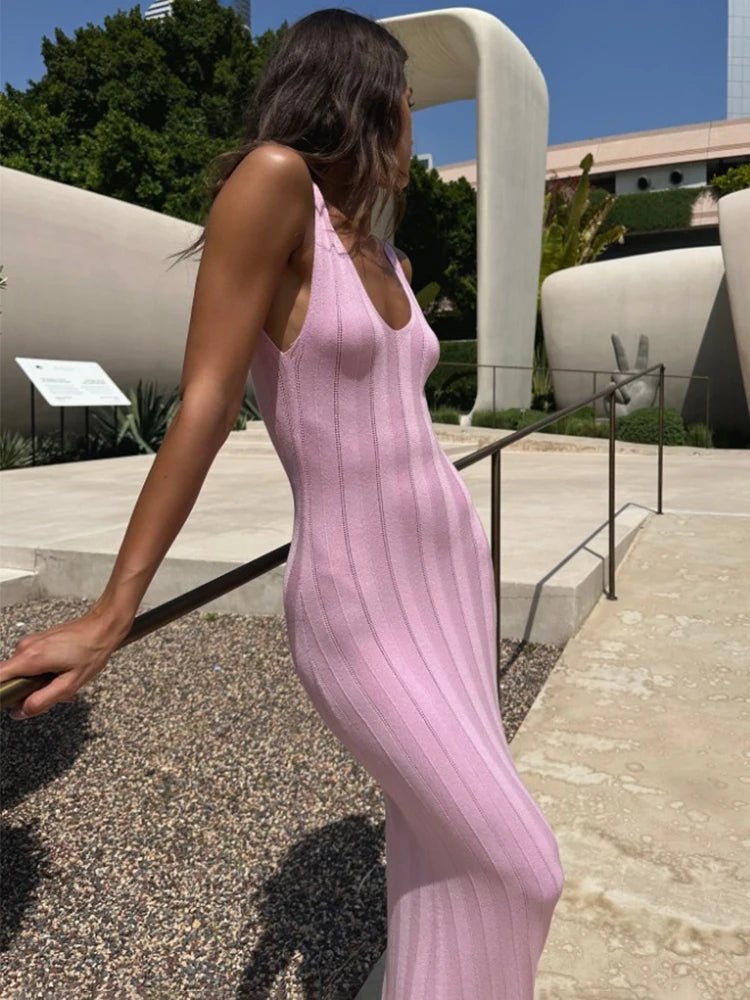 Sandra - Women's Backless Maxi Dress with Thin Straps