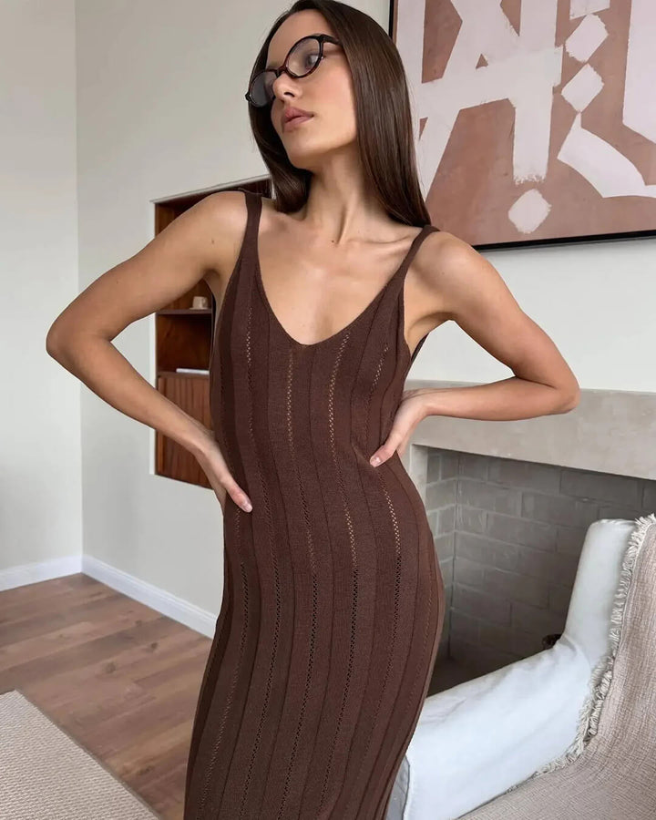 Sandra - Women's Backless Maxi Dress with Thin Straps